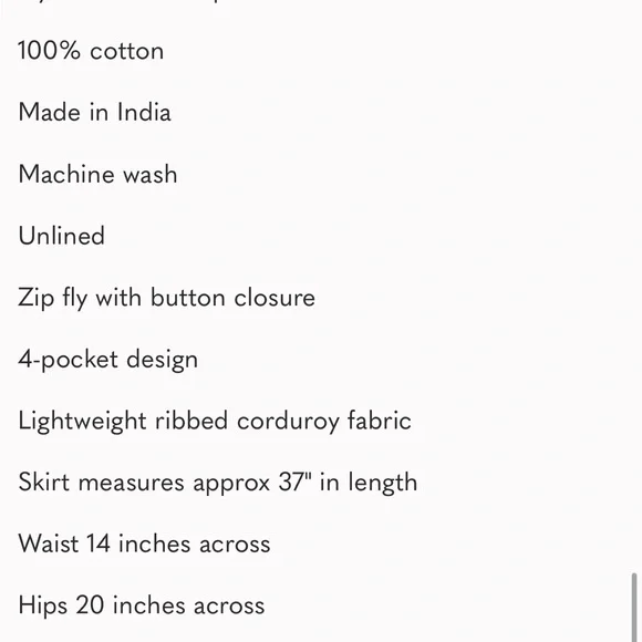 NWT Free People Come as You Are Corduroy Maxi Skirt size 2 - Picture 9 of 10